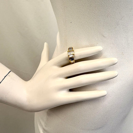 Jose Hess 18K Yellow and White Gold Ring with 4 Straight Baguette Diamonds