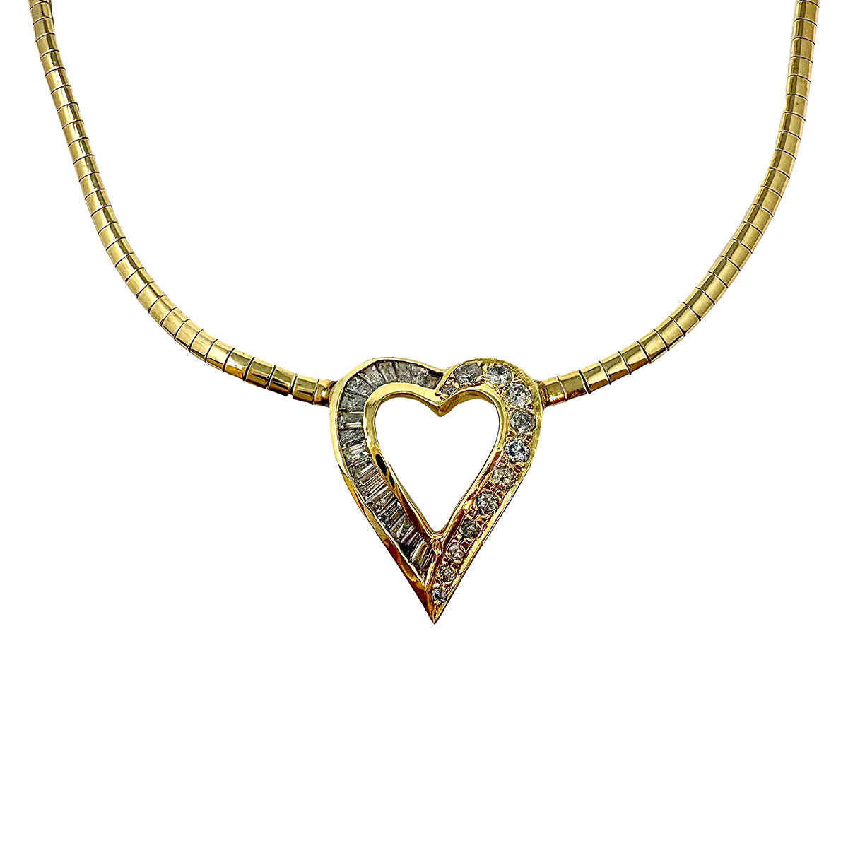 14K Gold Necklace Diamond Heart Necklace