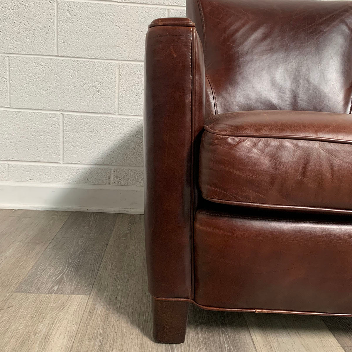 Pair Leather Club Chairs