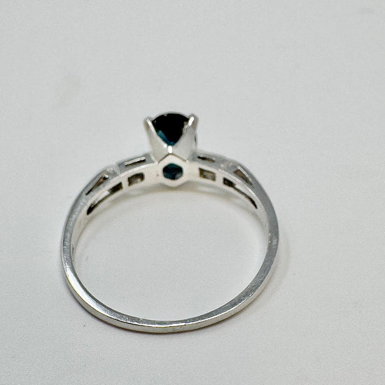 Platinum Ring with Sapphire and Diamonds