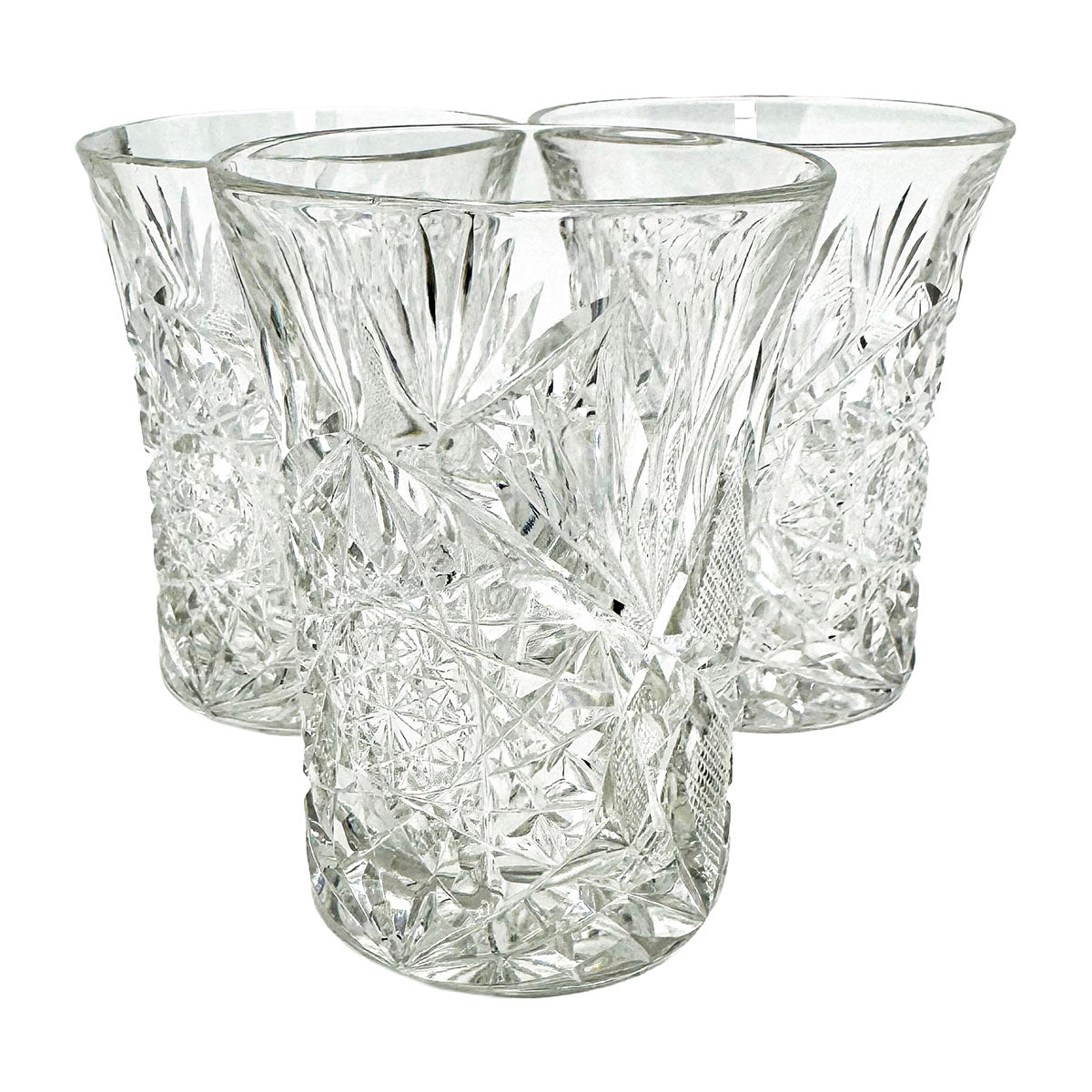 Set of 6 Brilliant Cut Crystal Whiskey Glasses