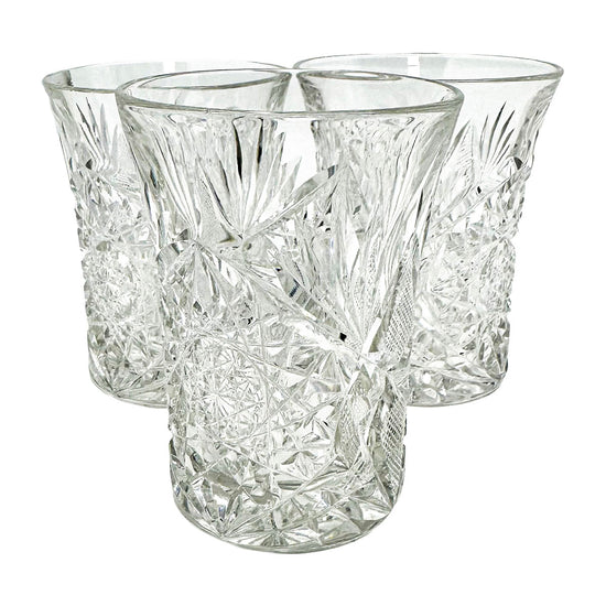 Set of 6 Brilliant Cut Crystal Whiskey Glasses