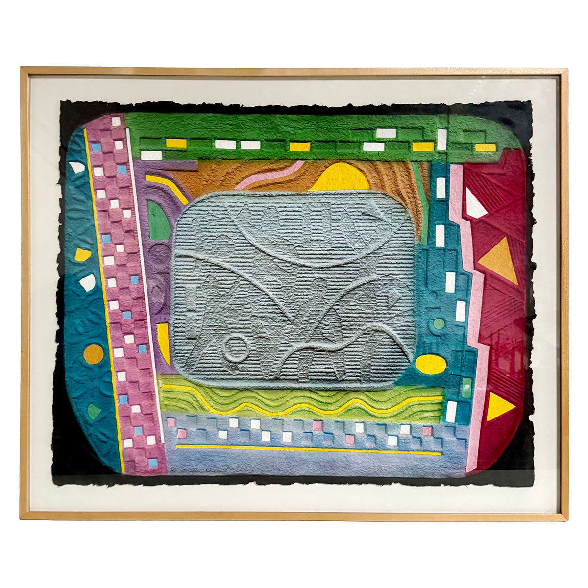 Framed Handmade Embossed  Paper Abstraction
