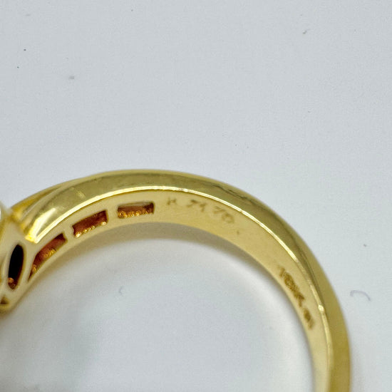 Armand Jacoby 18K Gold Ring with 6 Baguette Diamonds and Sapphire