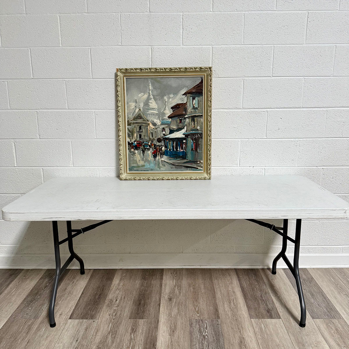 Parisian Street Scene Painting Signed 1968