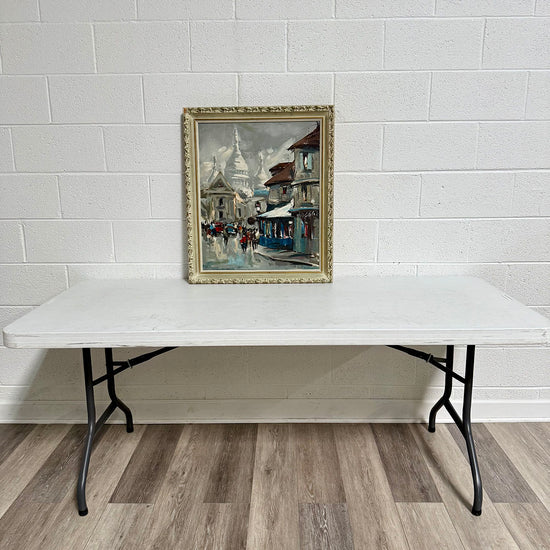 Parisian Street Scene Painting Signed 1968