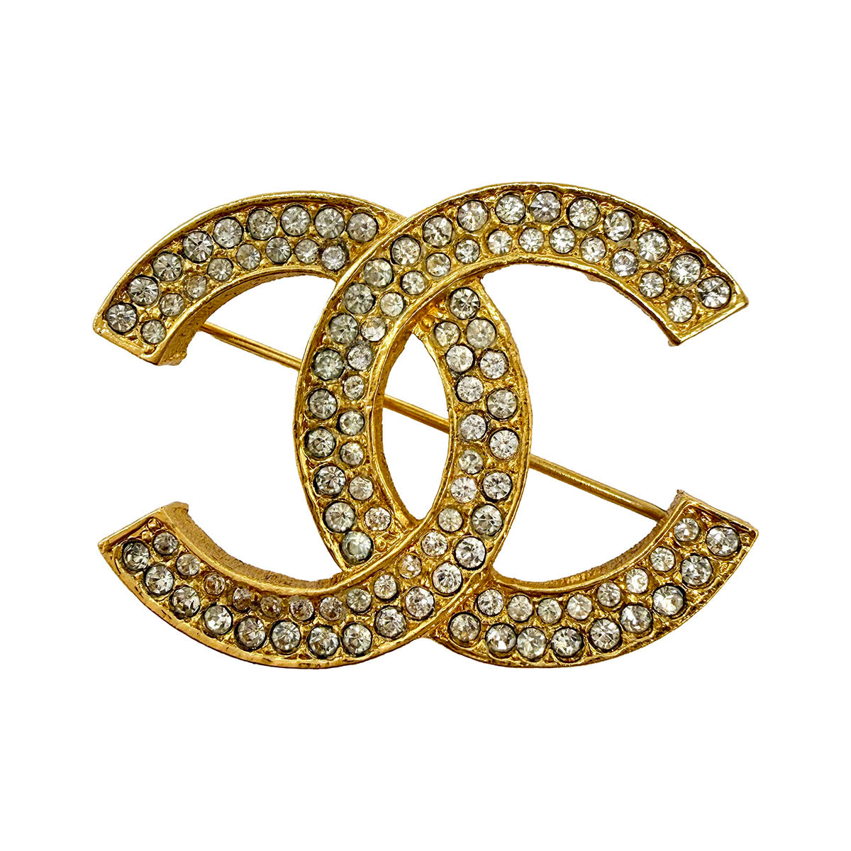 Chanel Interlocking CC Pin with Crystal
