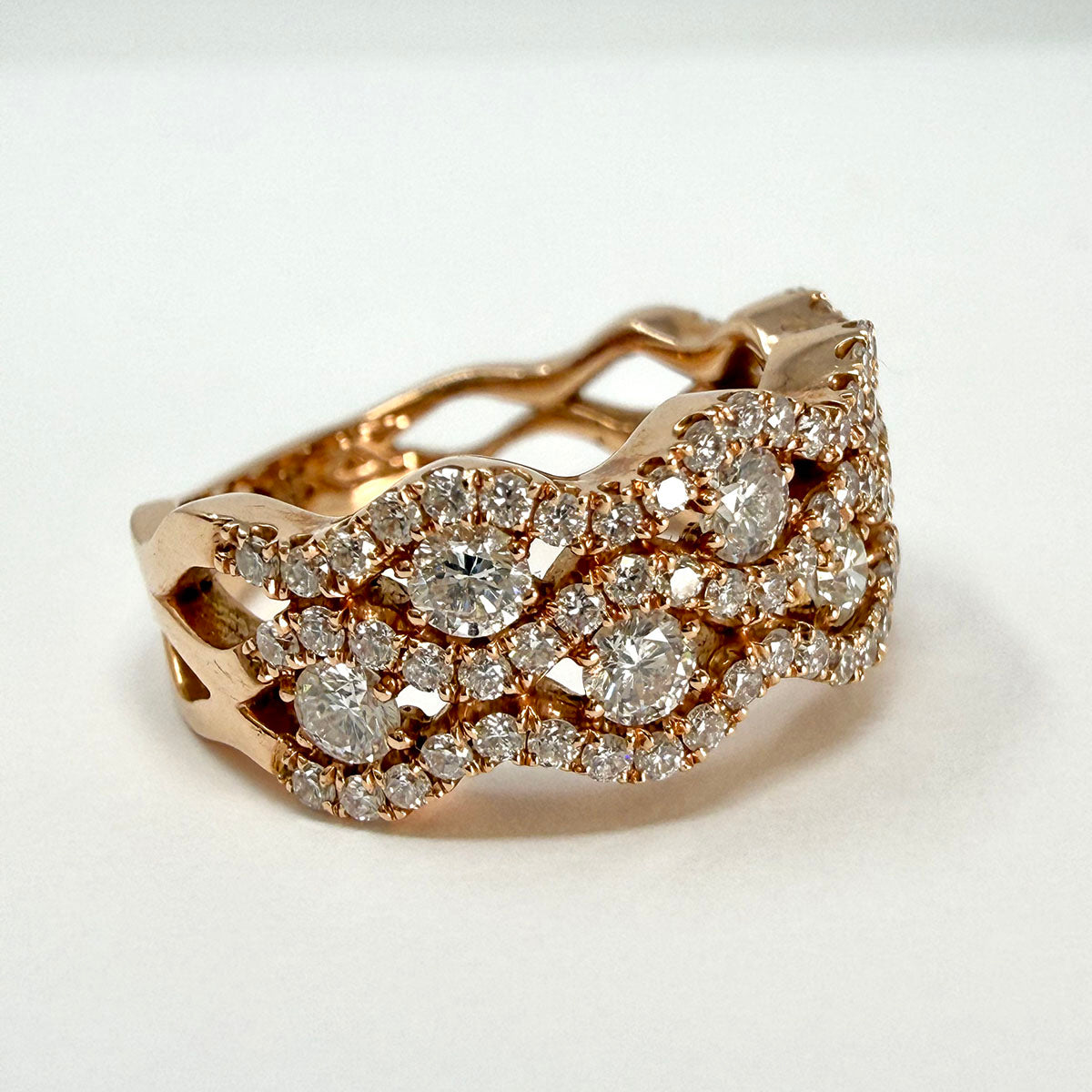 14K Rose Gold Zigzag Diamond Ring