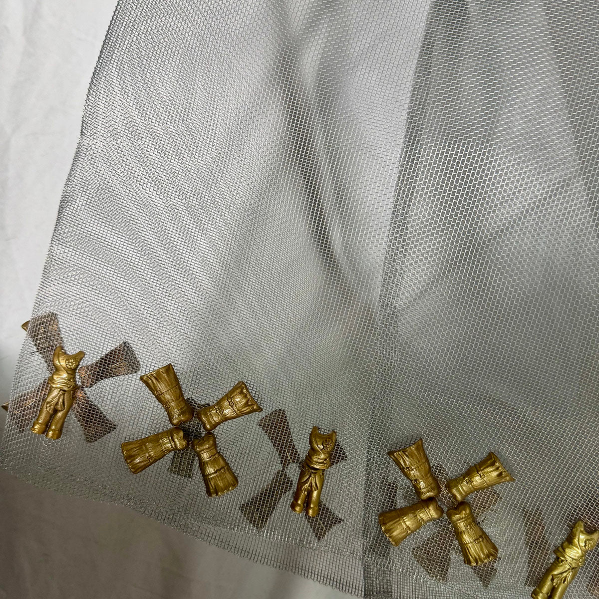 Stylized Hanbok Embellished Metal Wall Hanging