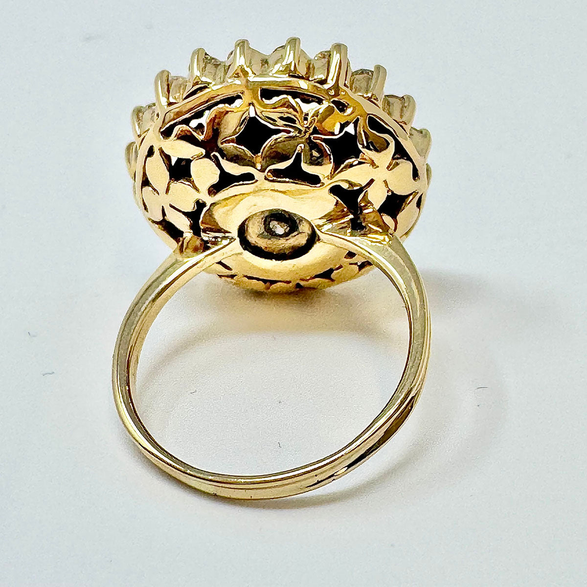 14K Gold Ring with Onyx and 40 Diamonds "Swinger" Ring