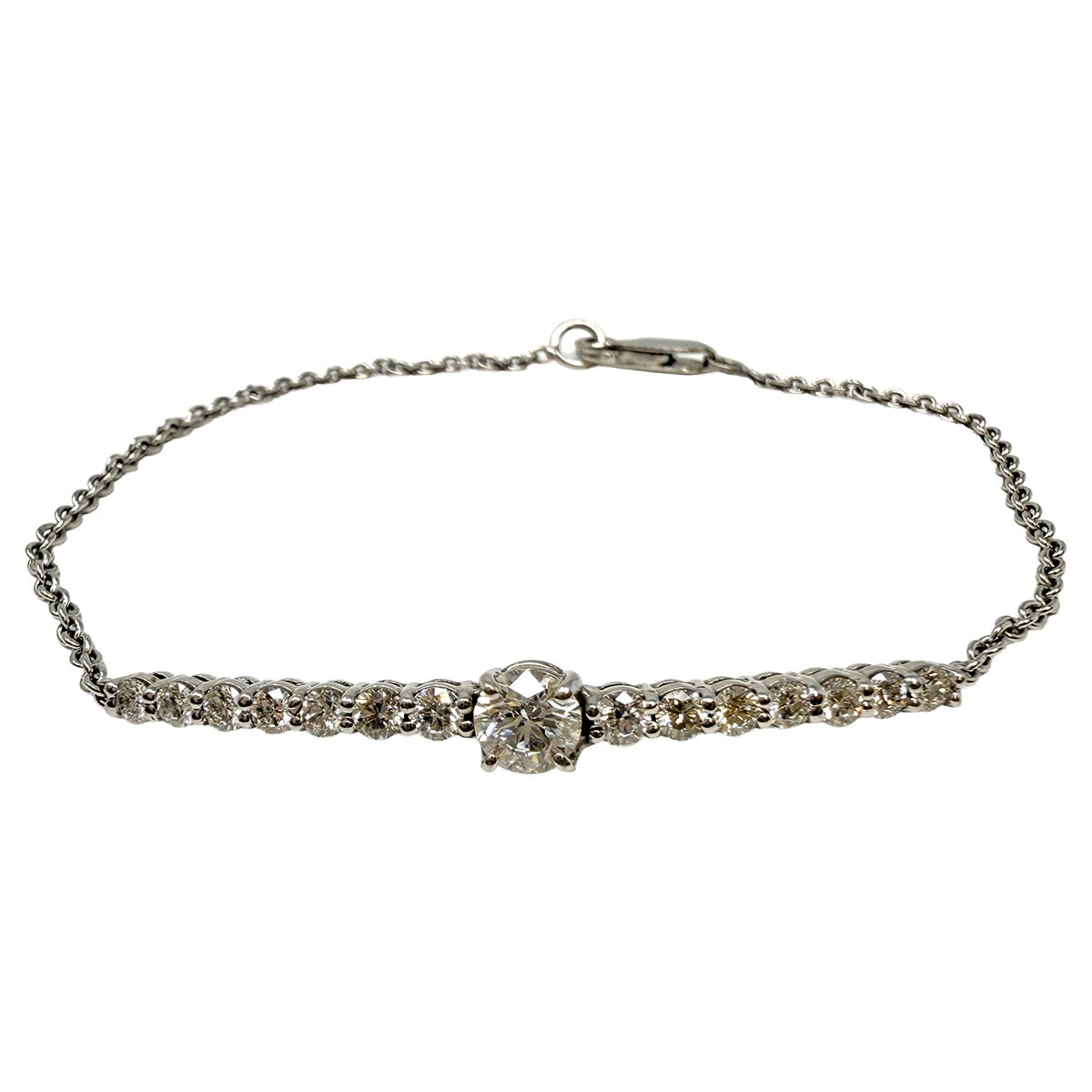 14K White Gold Diamond Bar Bracelet