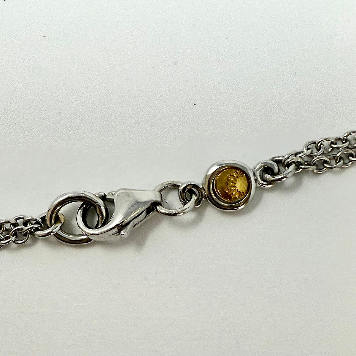 14K White Double Chain Necklace with 18K White Gold Diamond Key Pendant