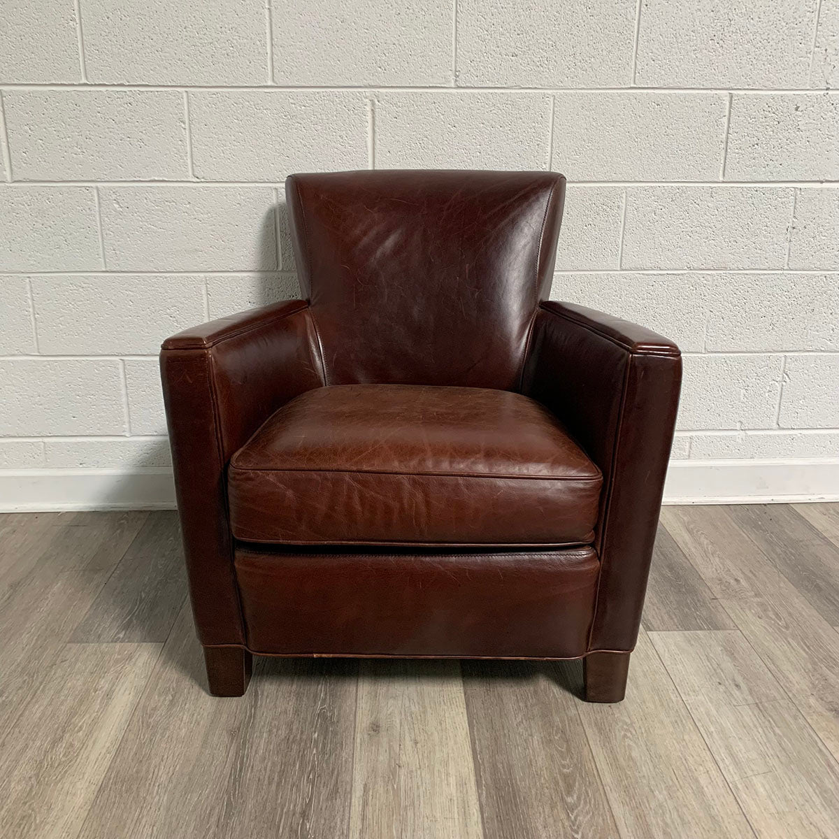 Pair Leather Club Chairs