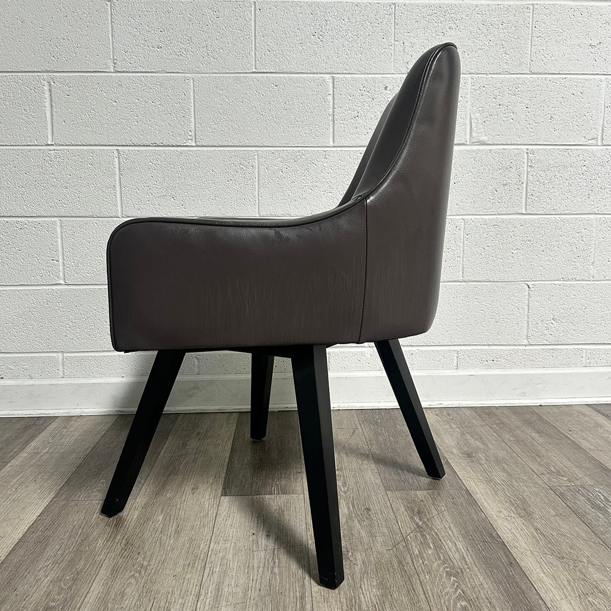 Pair of Brown Leather Swivel Chairs