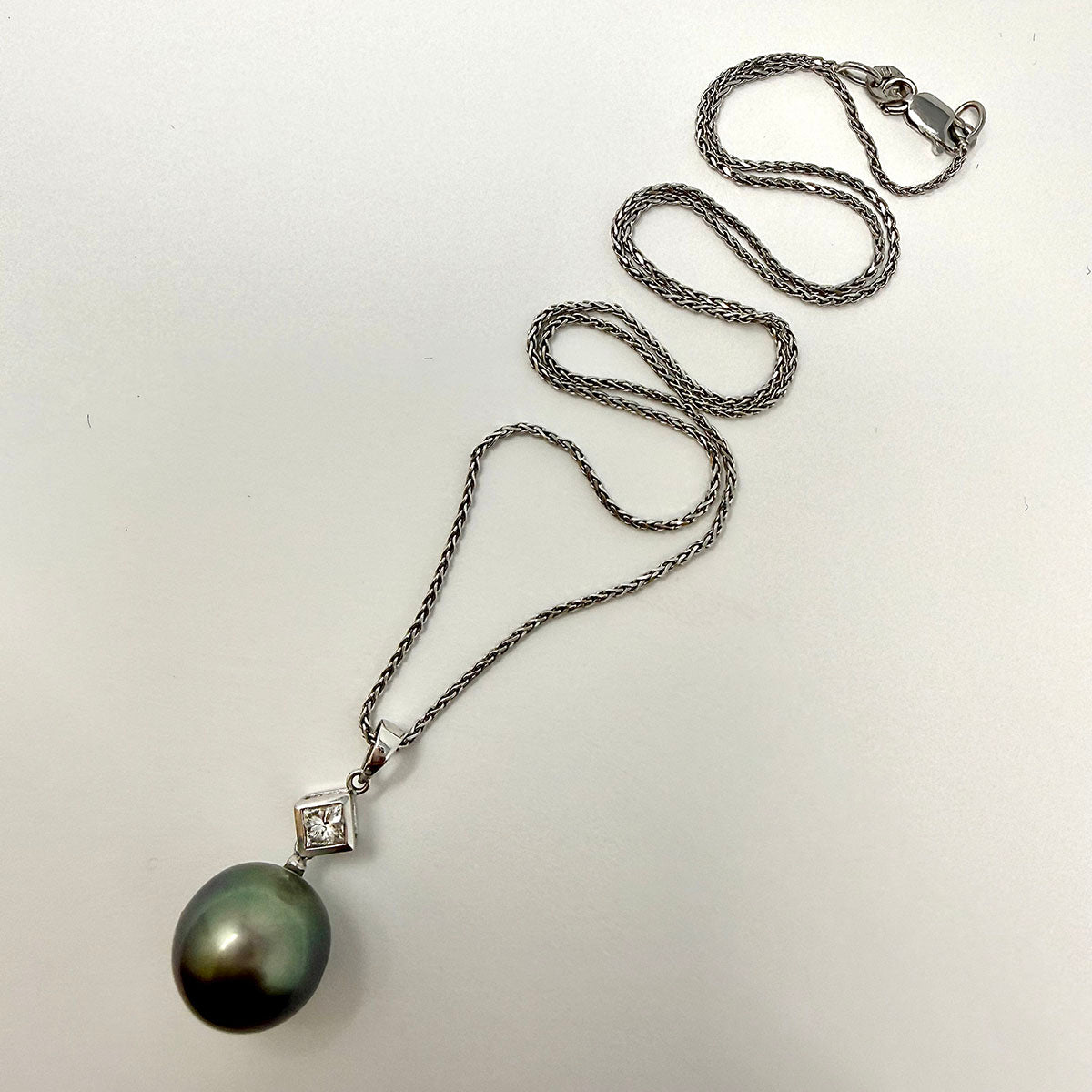 Tahitian Pearl and Diamond Pendant Necklace