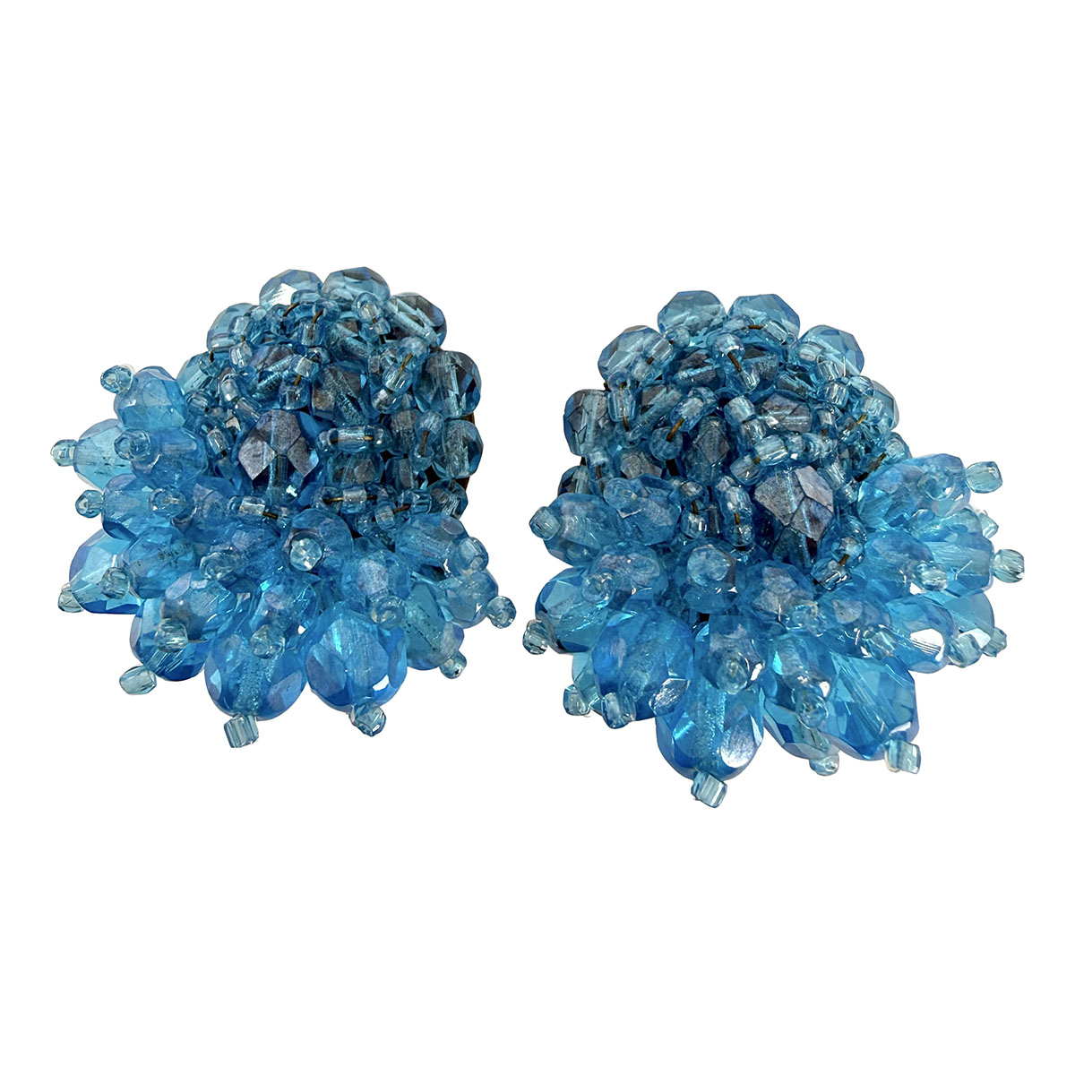 Signed Coppola e Toppo Iridescent Blue Bead Clip-on Earrings