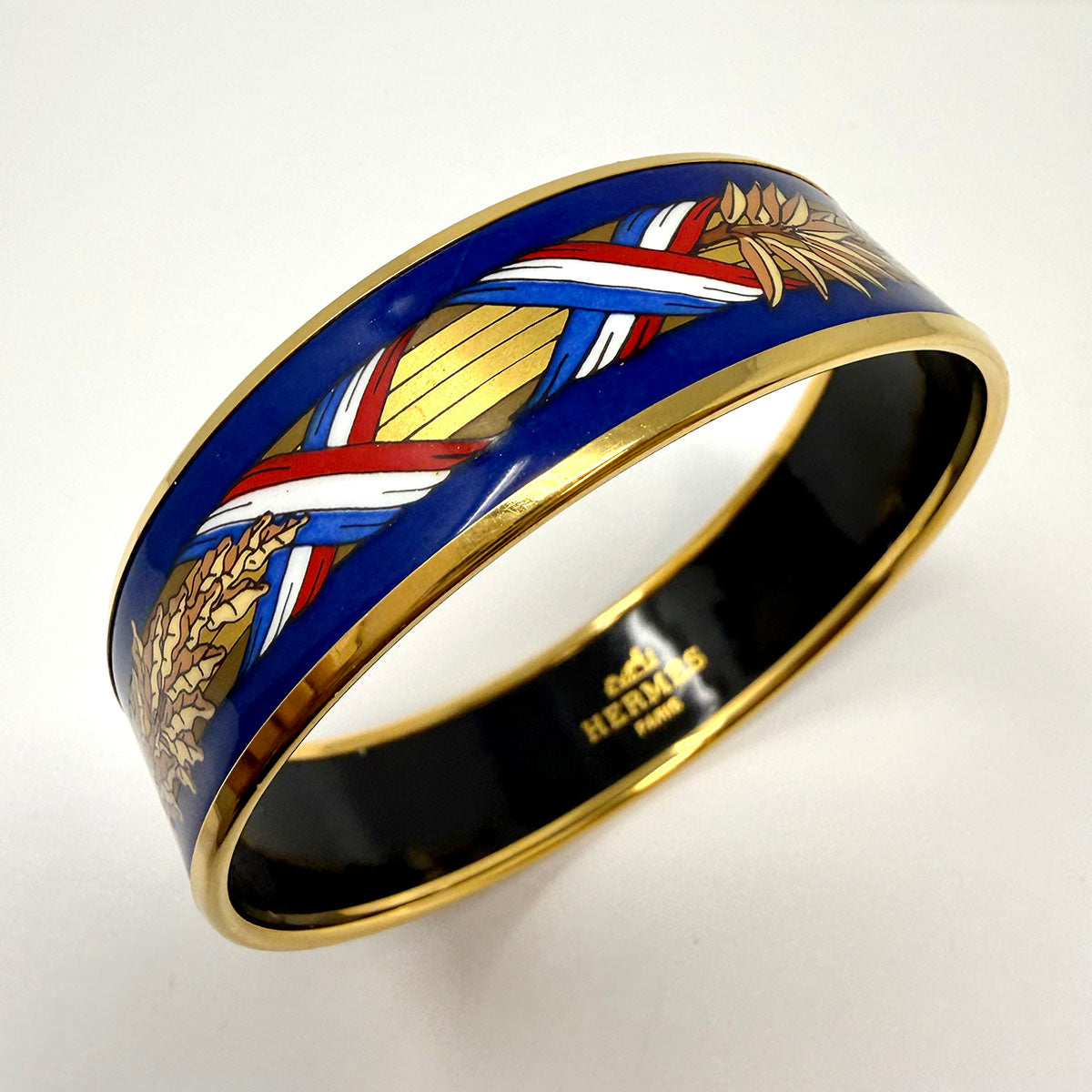 Hermes Wide Enamel Bangle Bracelet