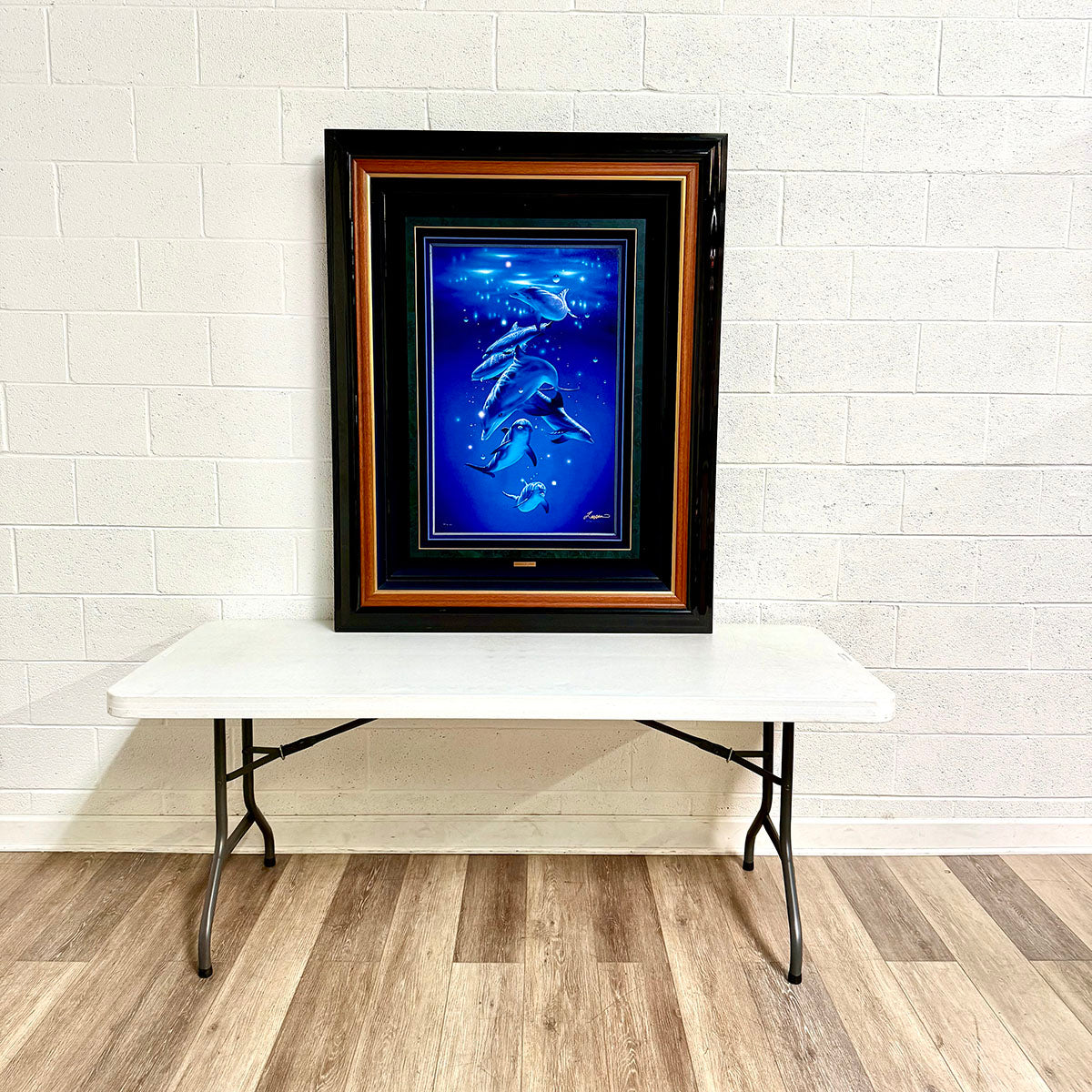 Framed Printed Canvas Dolphins  "Magical Moment"