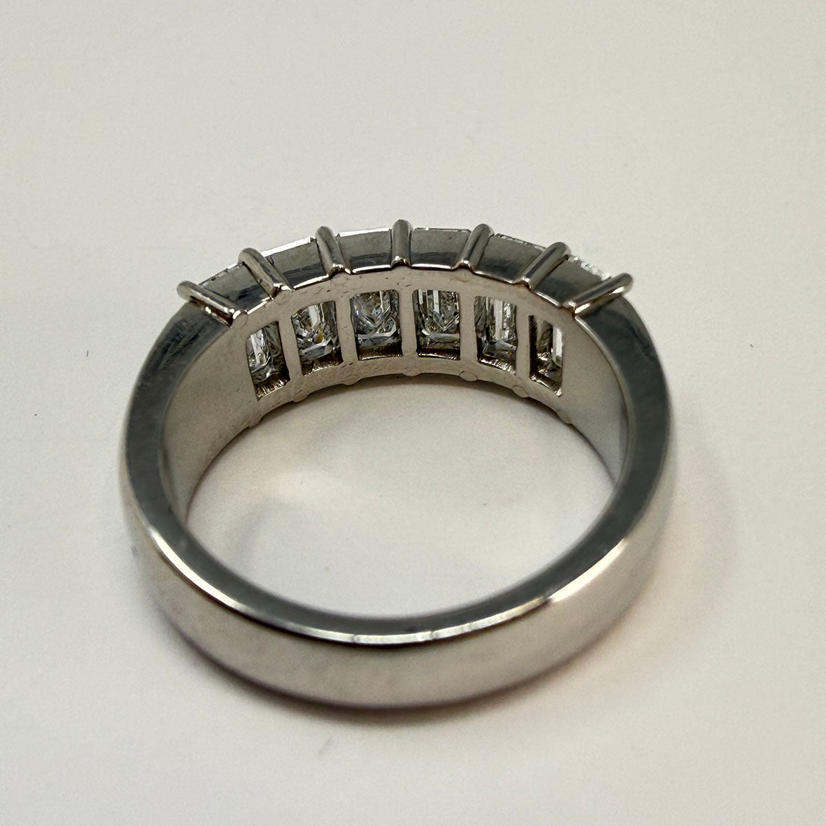 Platinum Ring with 6 Emerald Cut  Diamonds