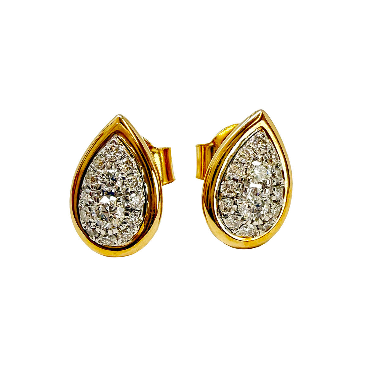 14K Gold Earrings with Pave Diamond