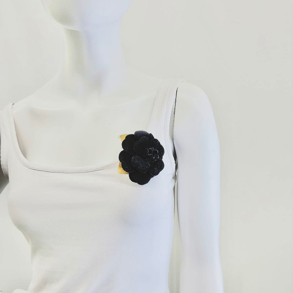 Chanel Vintage Velvet Camelia Brooch