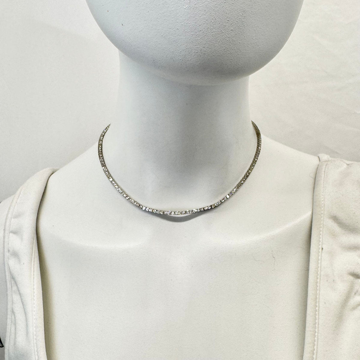 18K White Gold 7.28ct Diamond Tennis Necklace