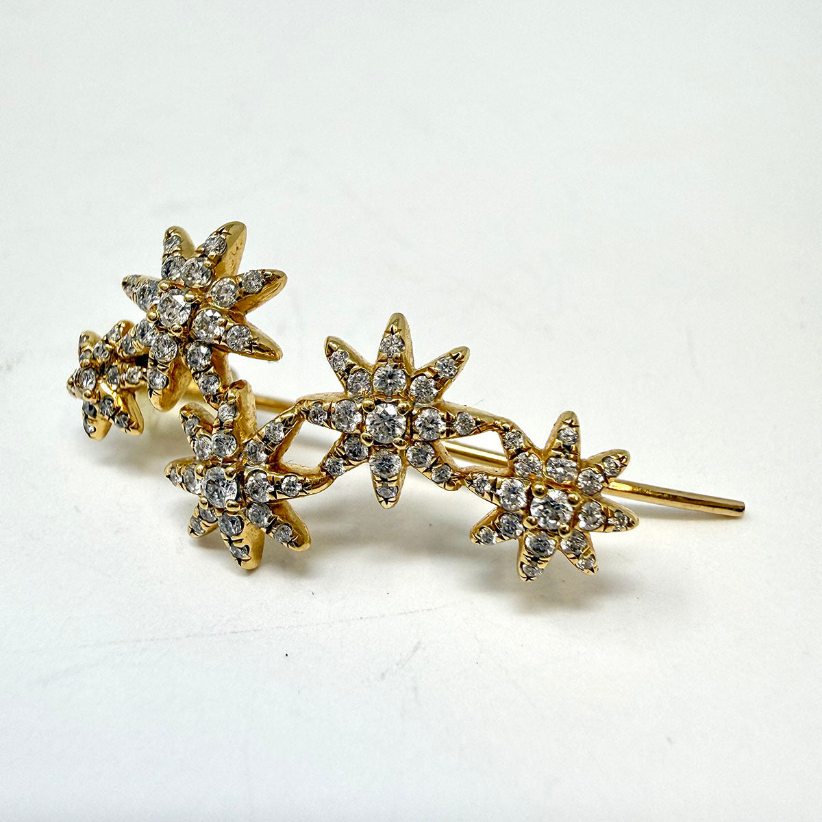 David Yurman 18K Gold Starburst Climber  Earrings with Diamonds
