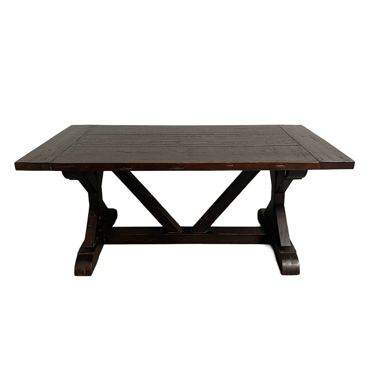 Rustic Wood Trestle Dining Table