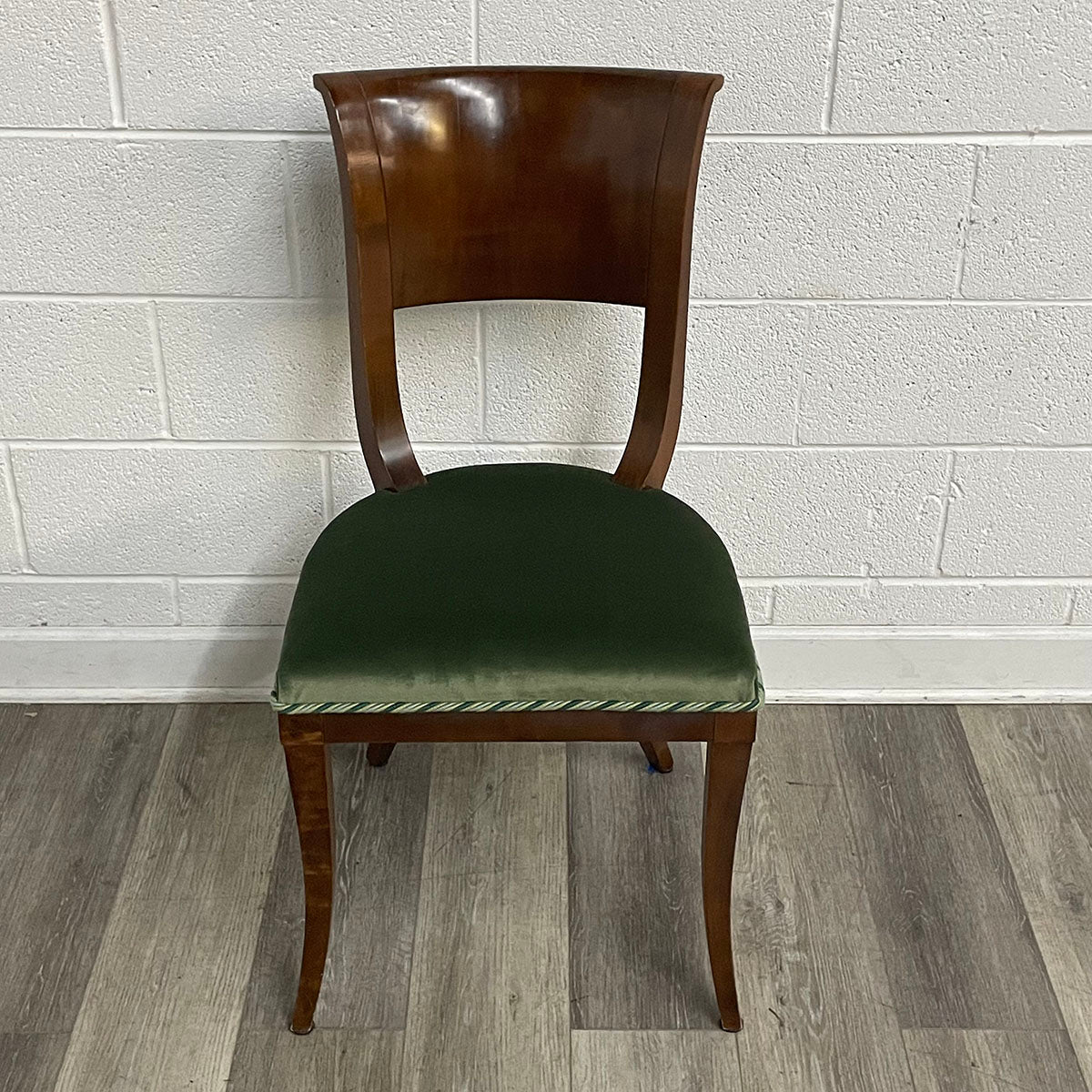 Pair of Side Chairs With Green Velvet Seats