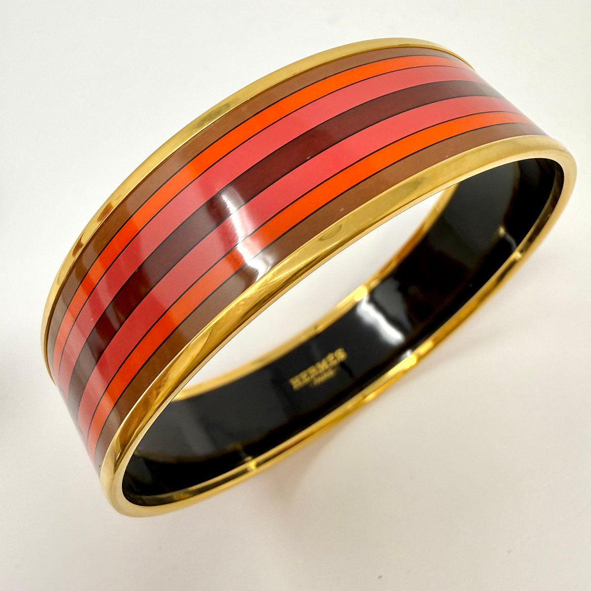 Hermes Wide Enamel Bangle Bracelet