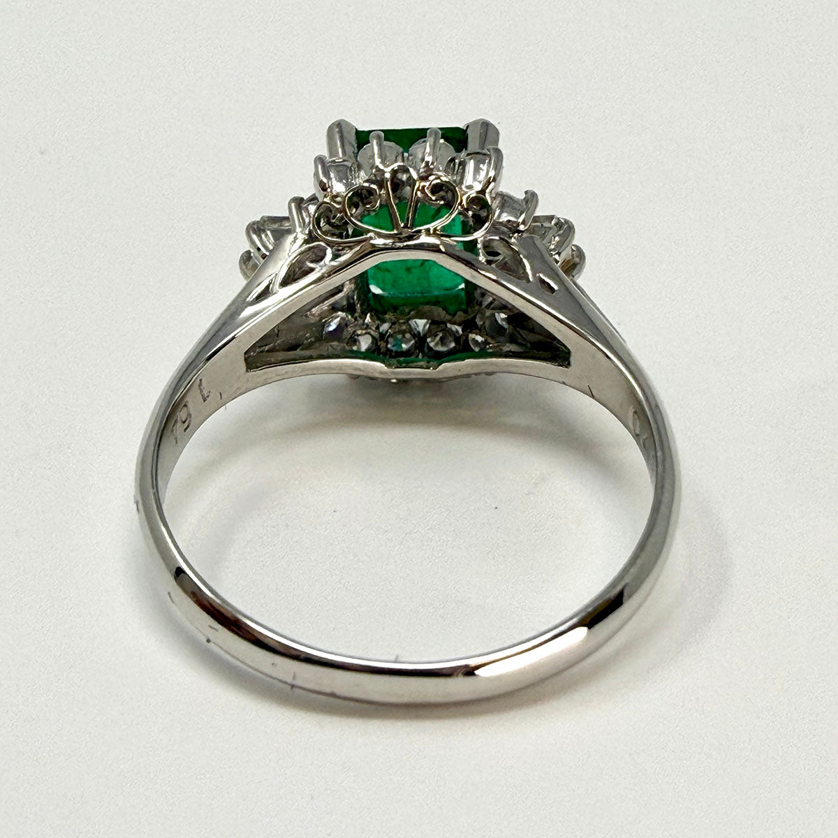 Platinum Emerald and Diamond Ring