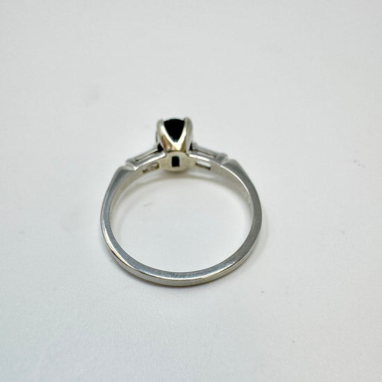 Platinum Ring with Sapphire and Diamonds