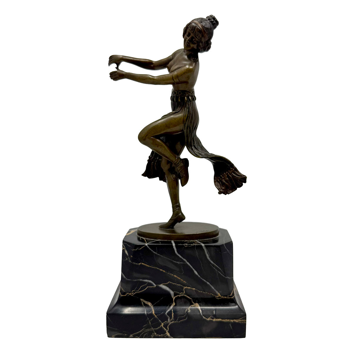 "Tanzerin" Bronze Sculpture on Marble Base Signed C 1900