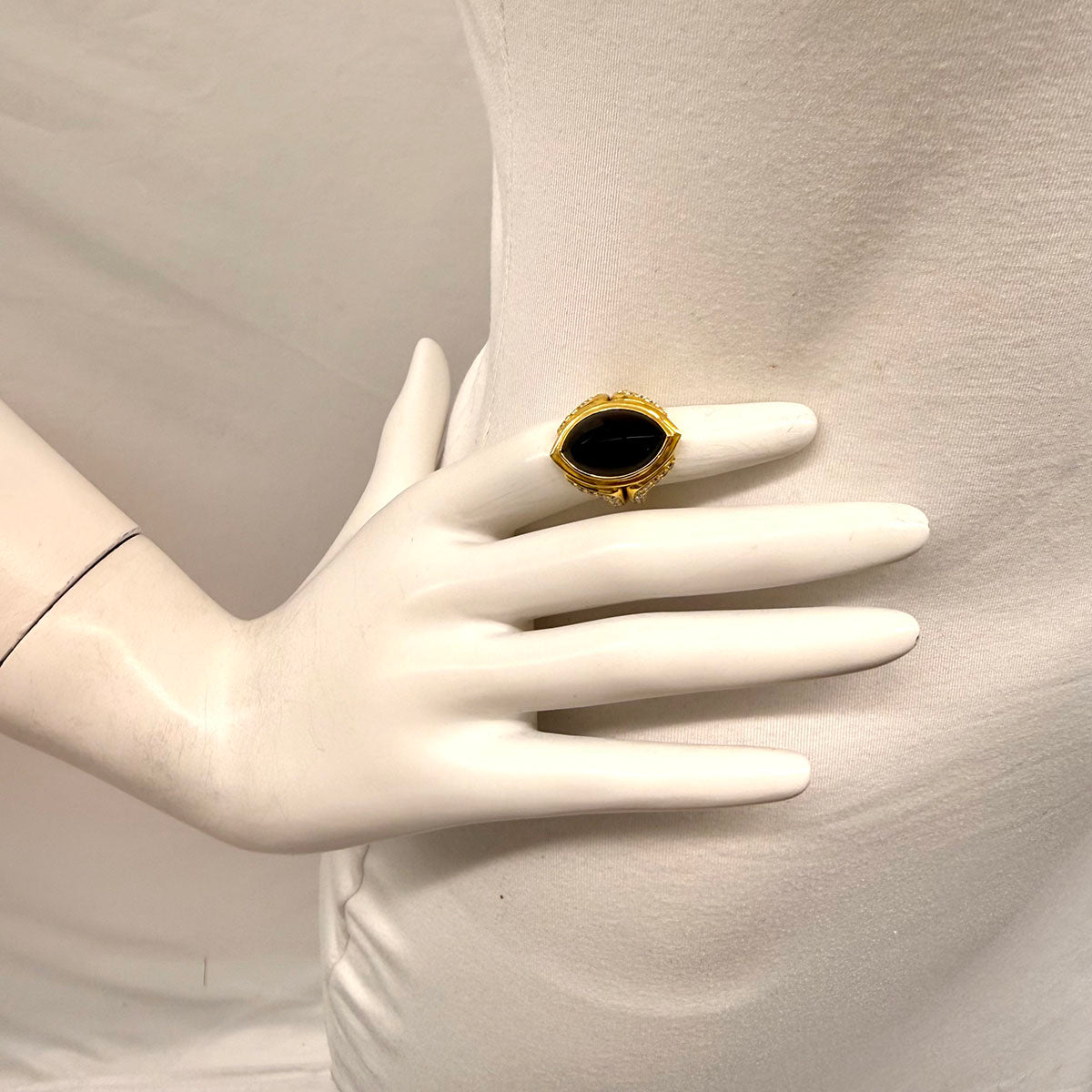 Susan Berman 18K Gold Onyx and Diamond Ring