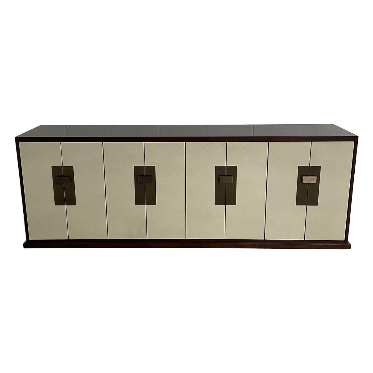 Sideboard with Leather Doors and Dark Wood