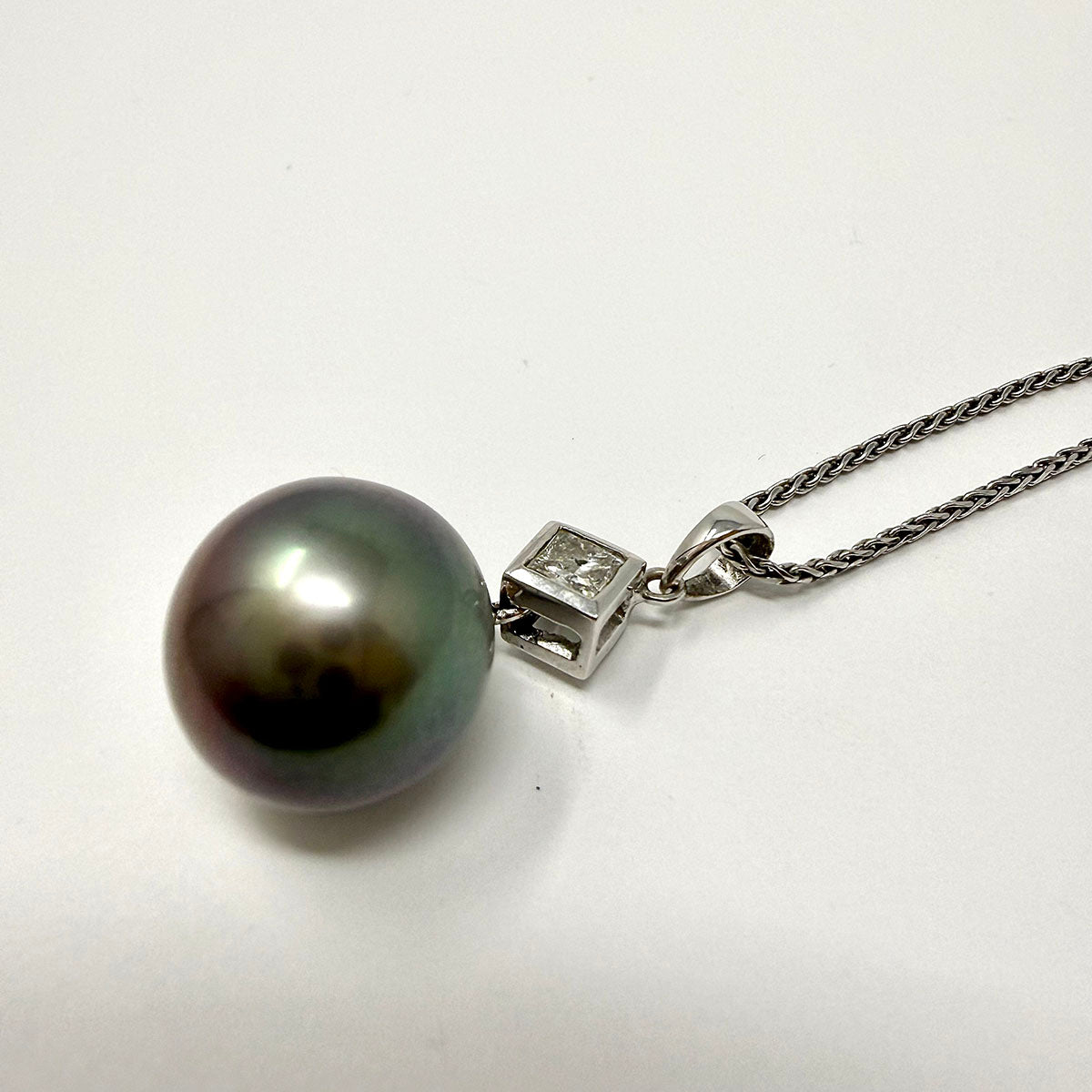 Tahitian Pearl and Diamond Pendant Necklace