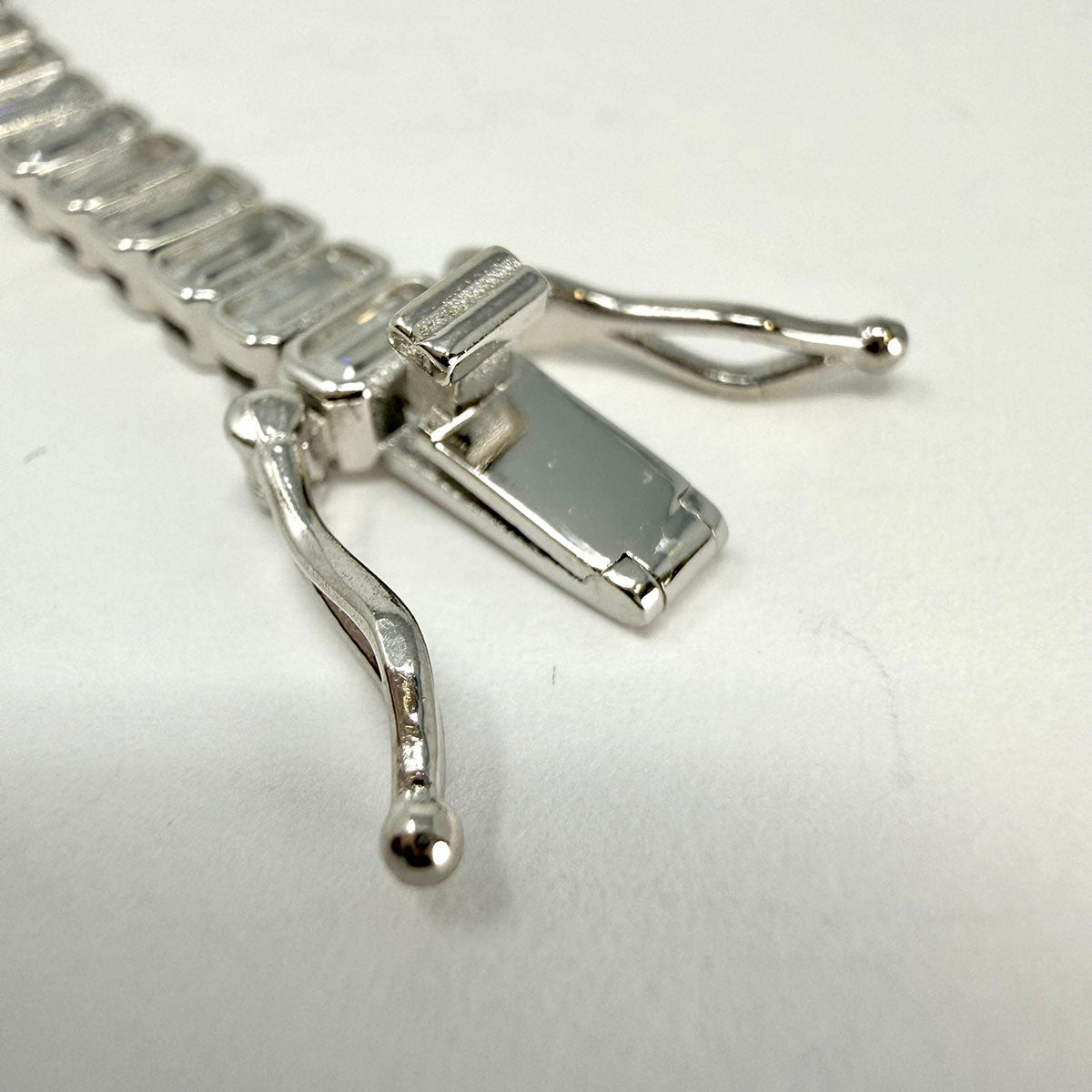 7" Bezel Set Emerald Cut CZ Tennis Bracelet set in Sterling Silver