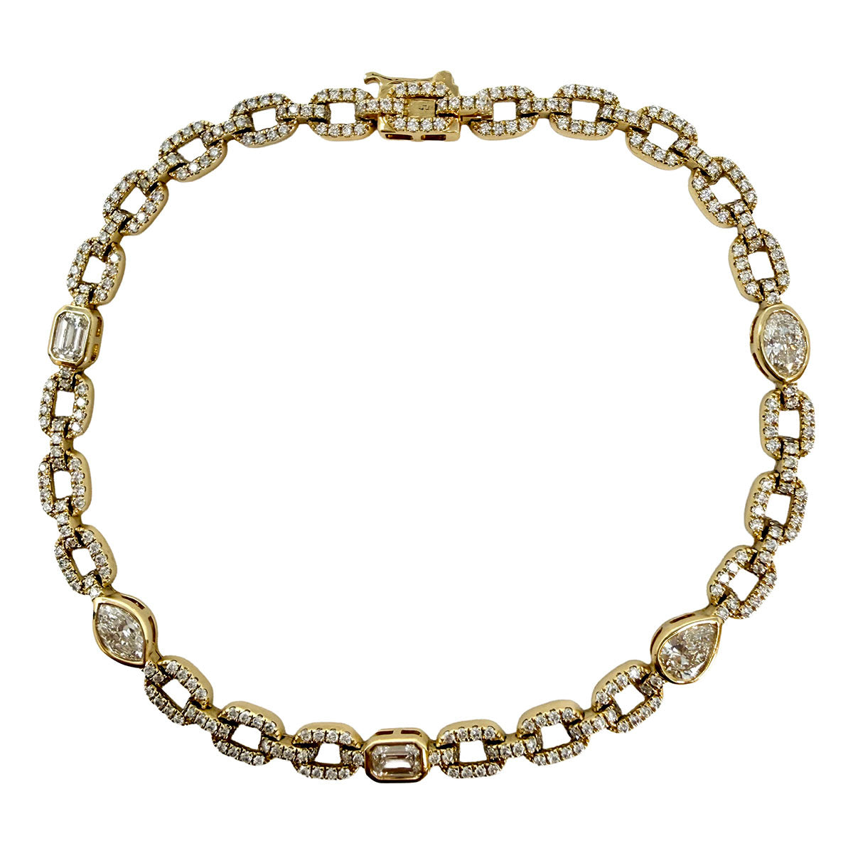 14K Gold Multi-shape Diamond Bracelet