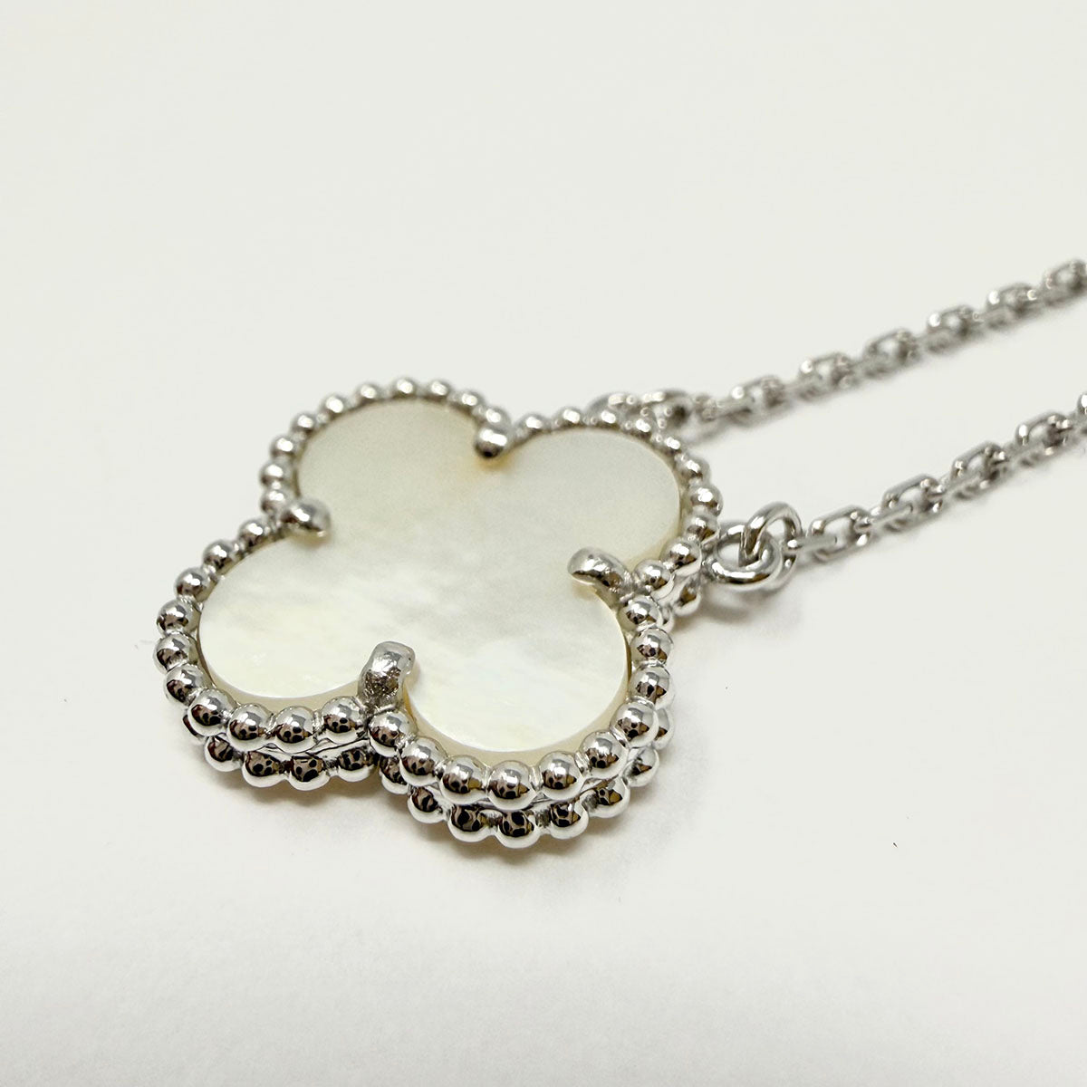 Van Cleef & Arpels 18K White Gold  Alhambra 16.5" Pendant Necklace