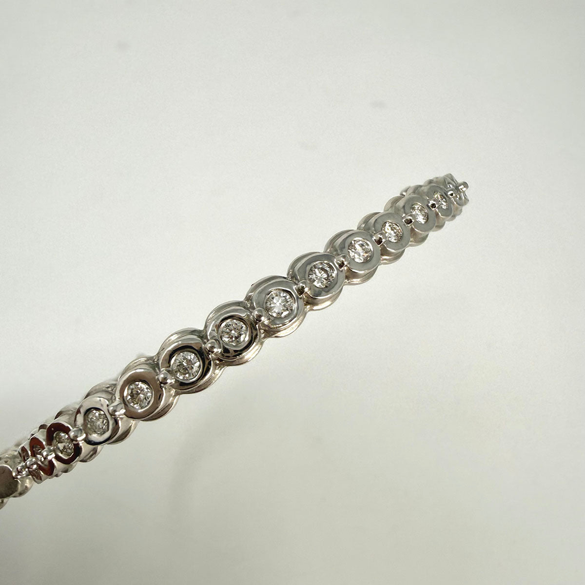 Doris Panos 18K White Hinged Bracelet with 20 Full Cut Diamonds