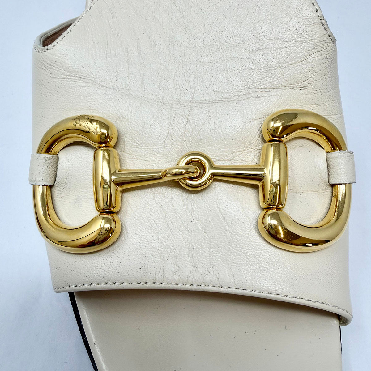 New Gucci Horsebit Accent Leather Slides