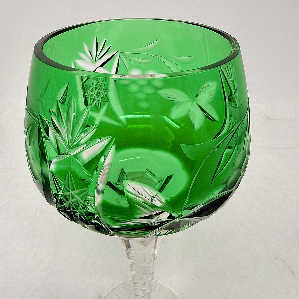 Set of Four Jewel Tone Hock Wine Glasses
