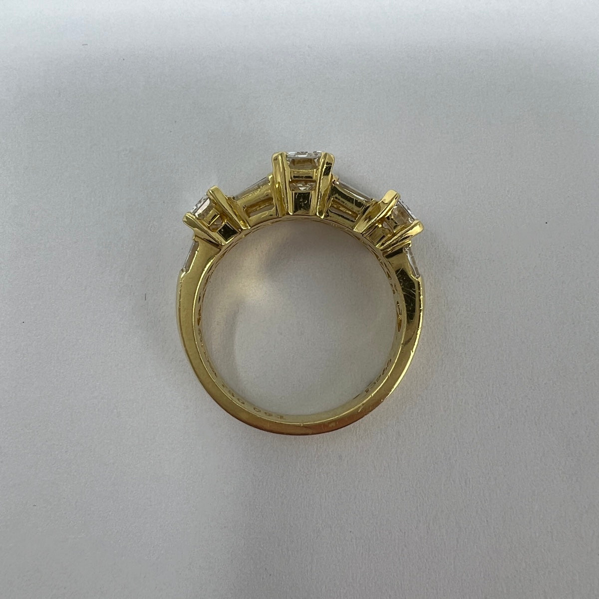 NOVA 18K Gold 3 Stone Ring with Emerald Cut and Baguette Diamonds