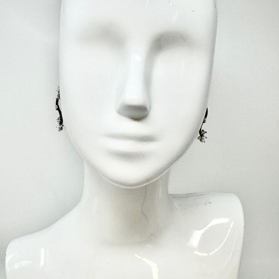 18K White Gold Curvy Black and Clear Diamond Clip-on Earrings