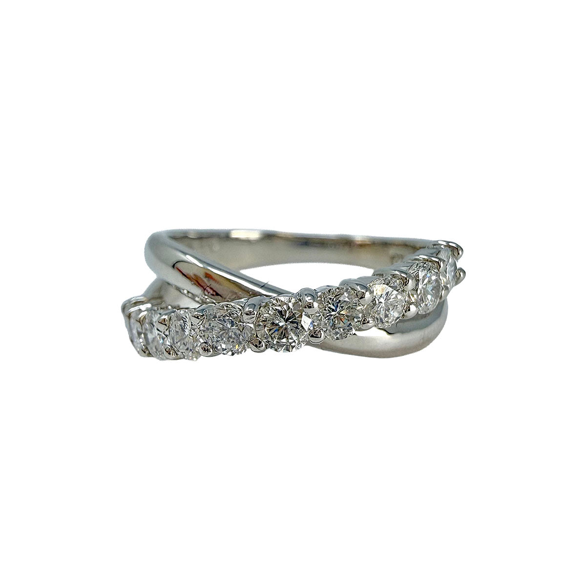 18K White Gold Diamond Crossover Ring
