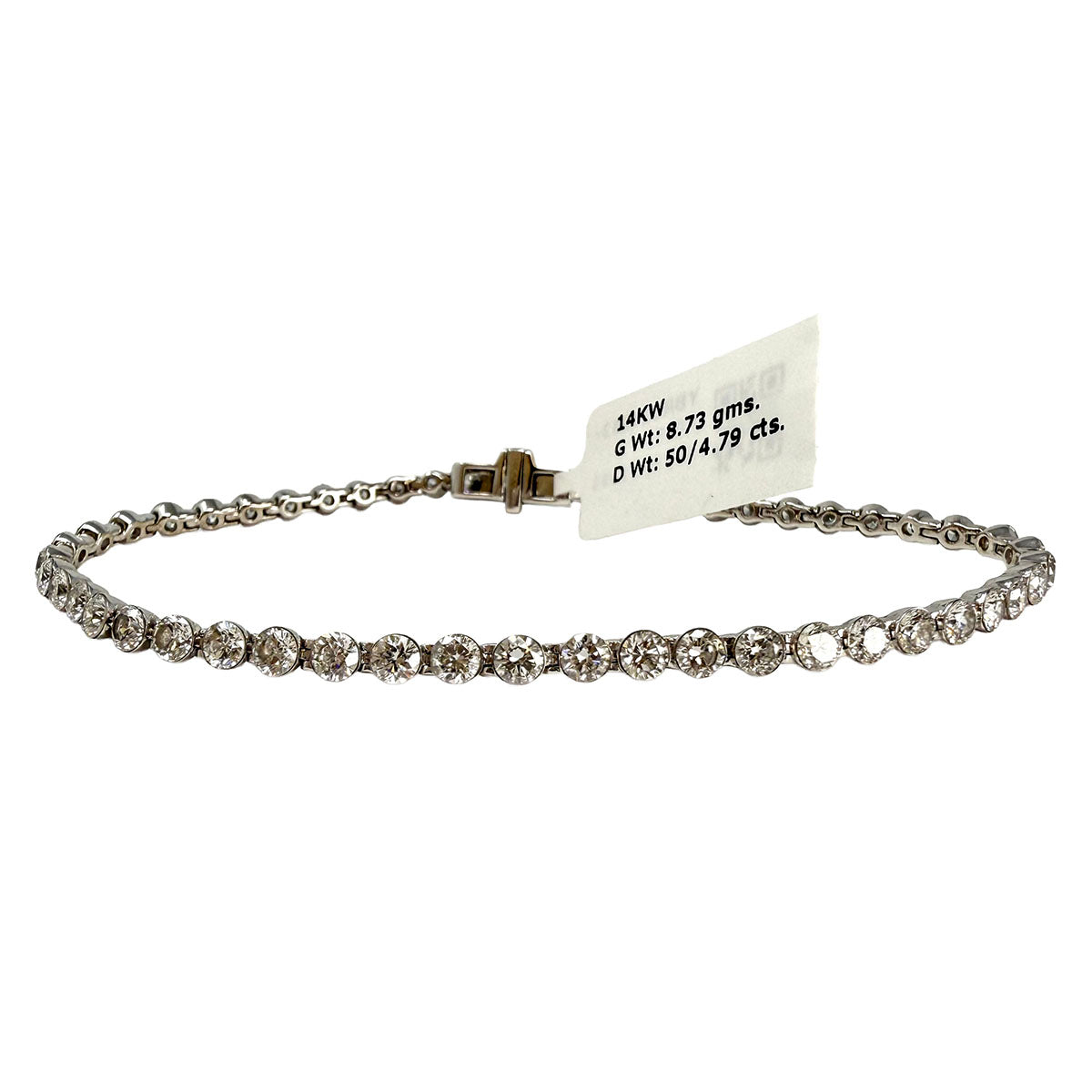 14K White Gold Bracelet with Round, Marquise and  Emerald Cut Lab  Diamonds