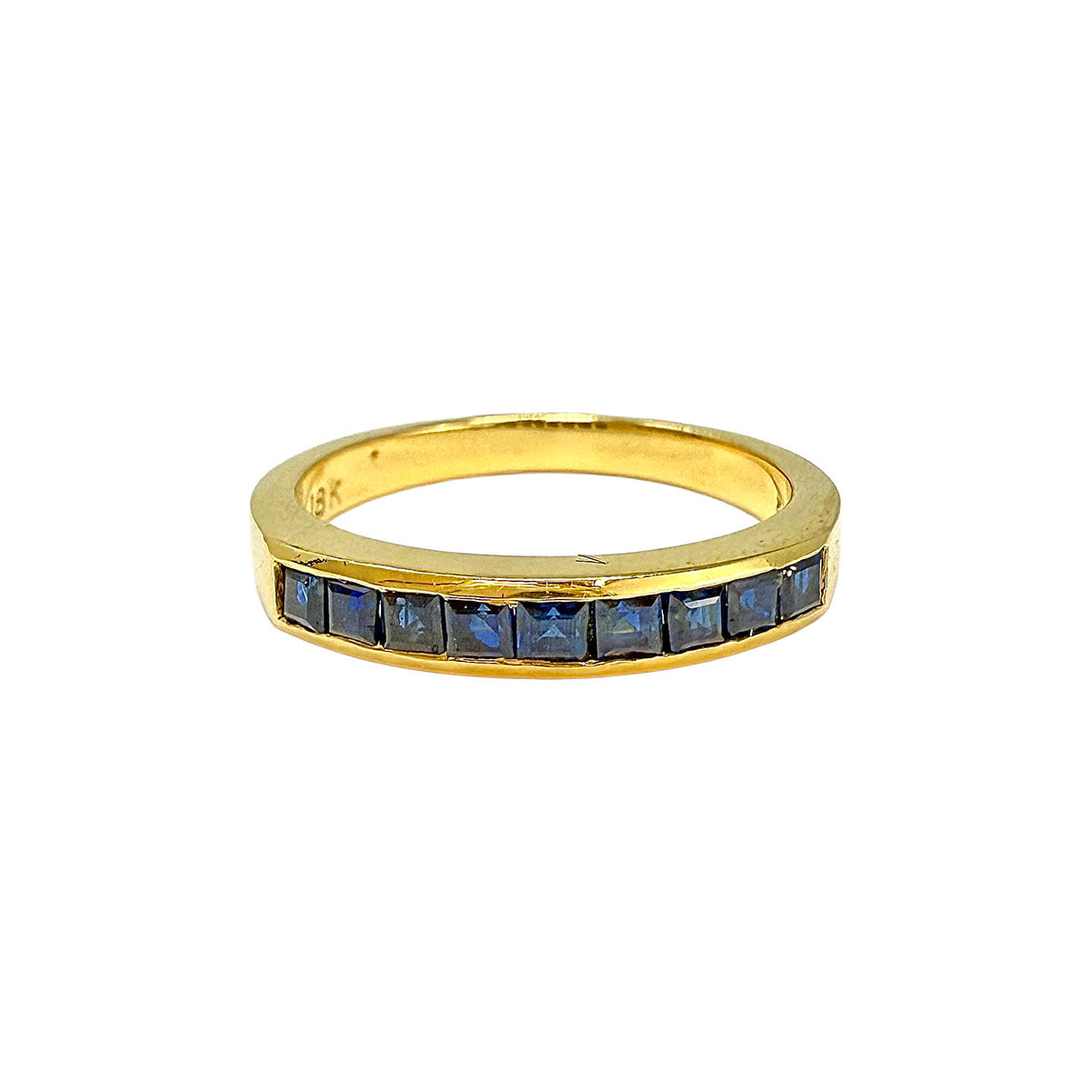 18K Gold Ring with 9 Sapphires