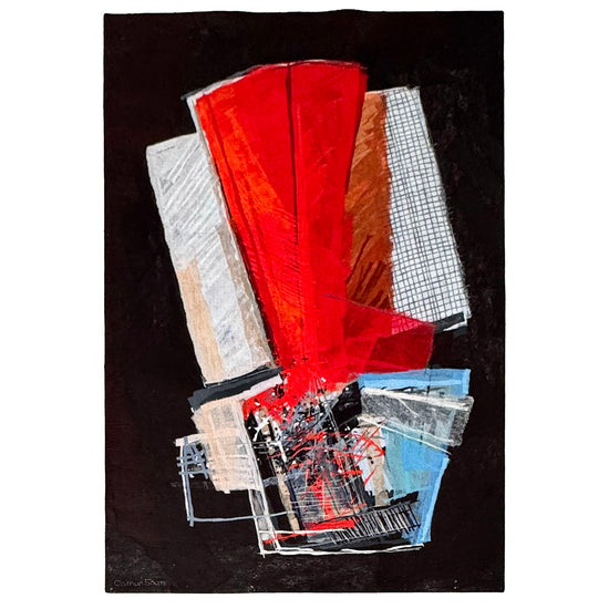 "Red Light in the Darkness #2" Textile Art Signed