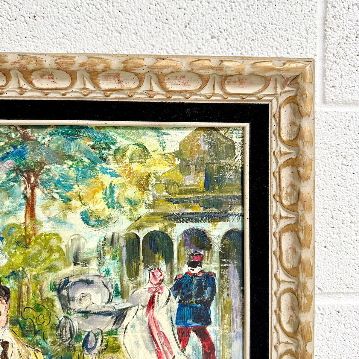 "Pink Parasol" Signed Oil Painting, Framed