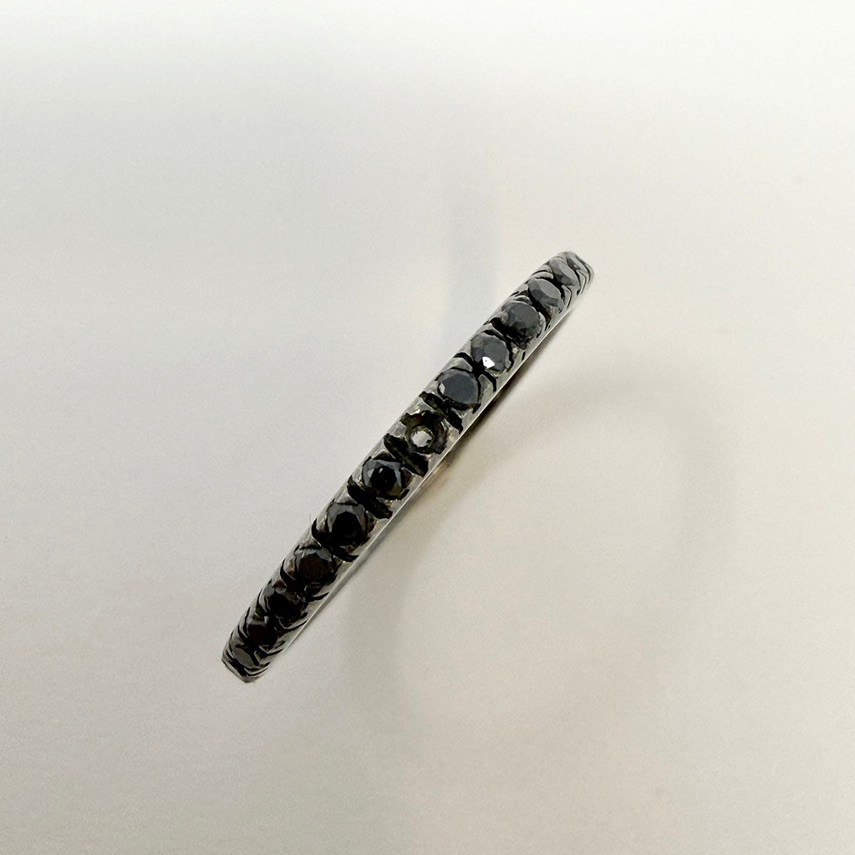 14K White Gold Black Diamond Eternity Band